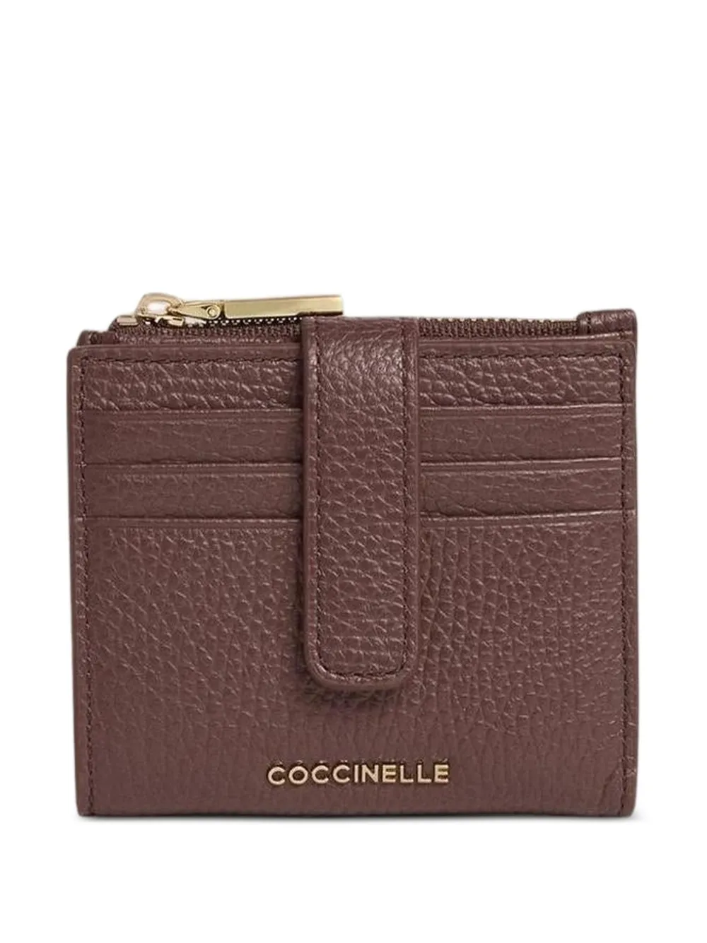 Coccinelle medium Metallic grained-leather wallet - Braun