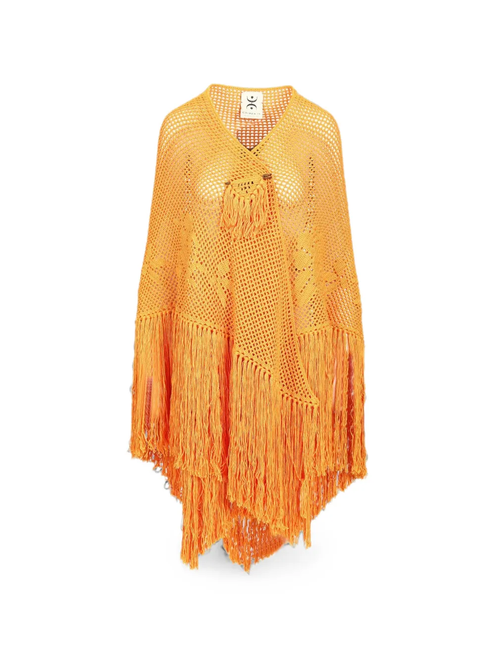 Chiara Is fringe-trimmed open-knit scarf - Arancione