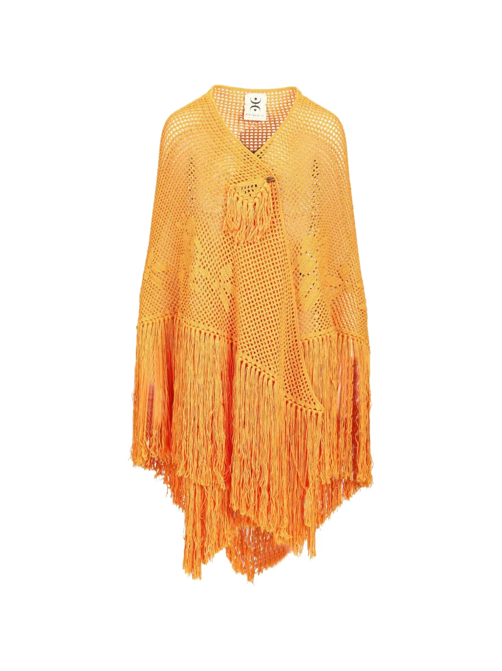 Chiara Is fringe-trimmed open-knit scarf - Arancione