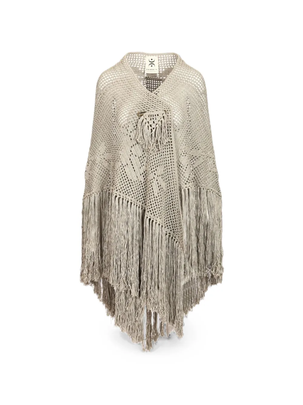 Chiara Is fringe-trim knitted shawl - Toni neutri