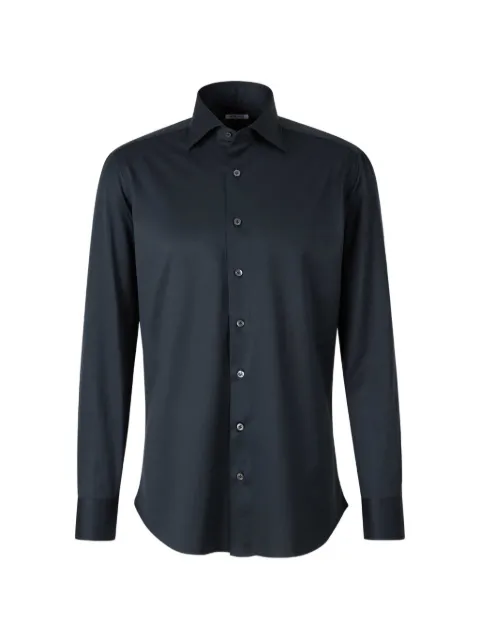 Fray spread-collar button-up shirt