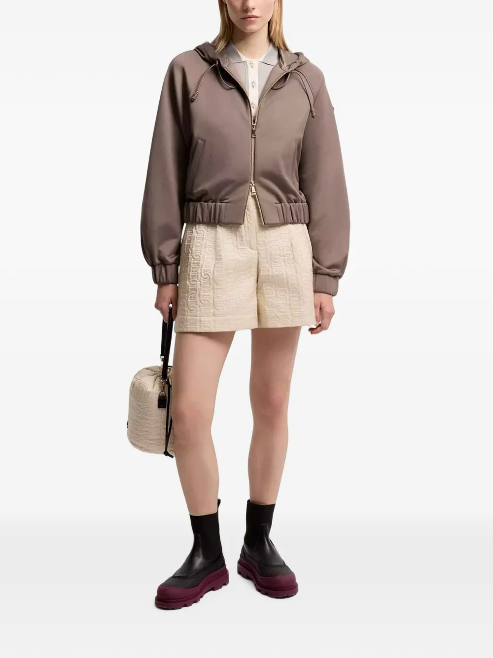 Moncler Fleece hoodie met rits Bruin