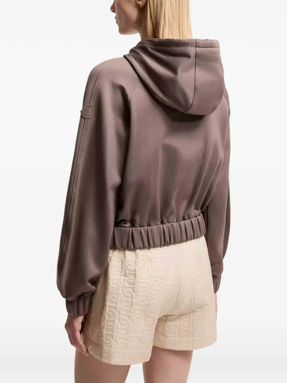 Moncler Fleece hoodie met rits Bruin