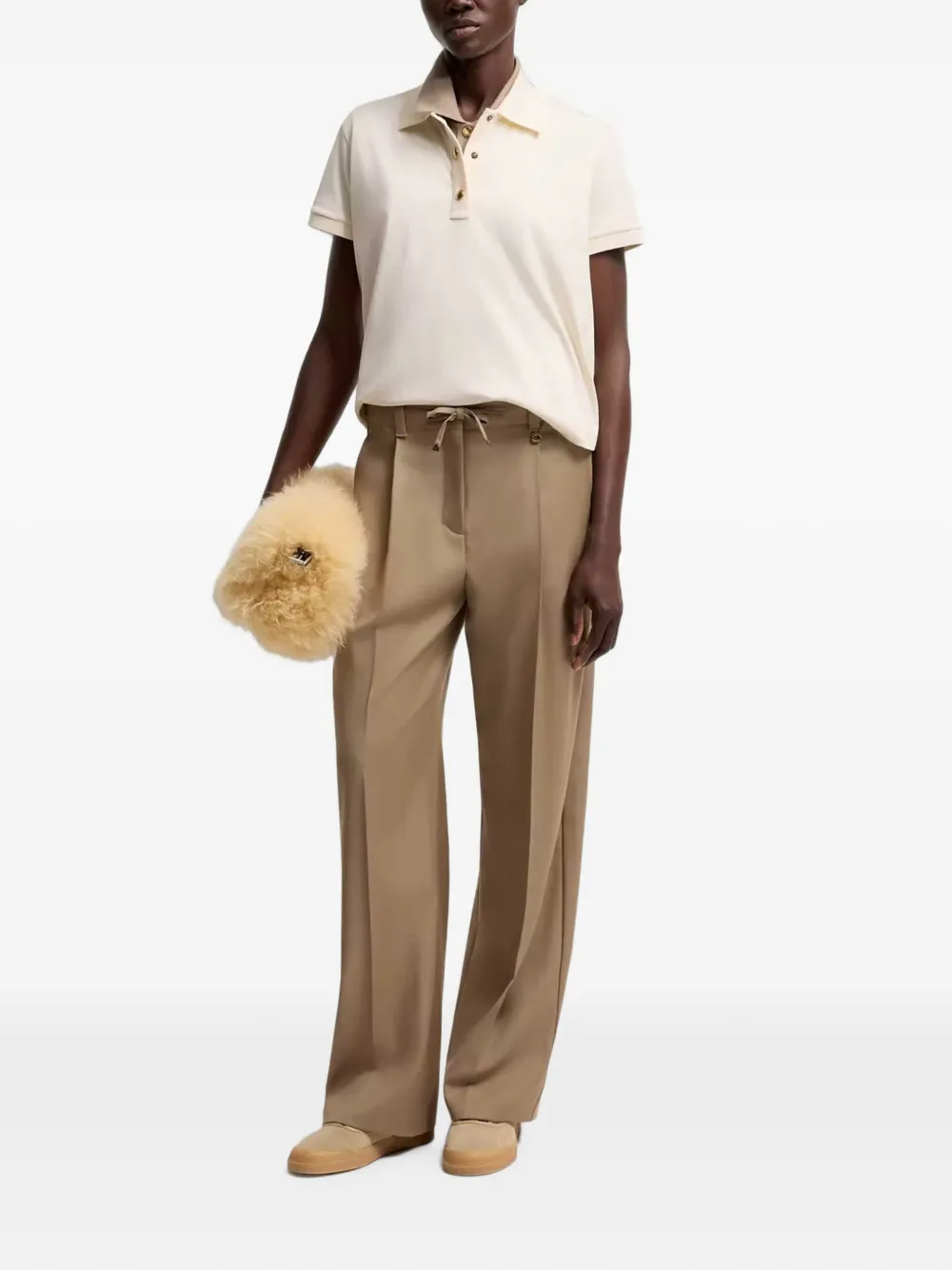 Moncler Poloshirt met logopatch Beige