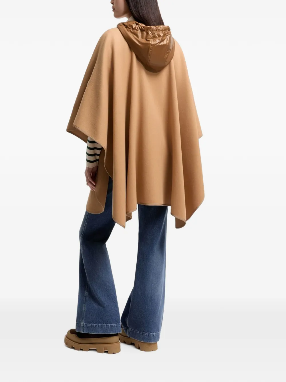 Moncler Cape met capuchon en ceintuur Beige