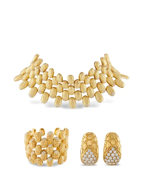 Gucci Pre-owned Diamond Textured Jewellery Set in Gold