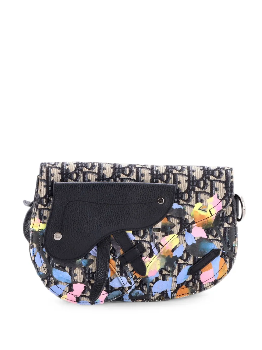 Christian Dior Pre-Owned Saddle Messenger Pouch Alex Foxton Floral Oblique Canvas crossbody bag - Black