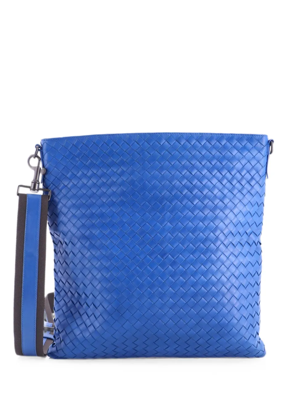 Bottega Veneta Pre-Owned Flat Messenger Bag Intrecciato Nappa Medium crossbody bag - Blue