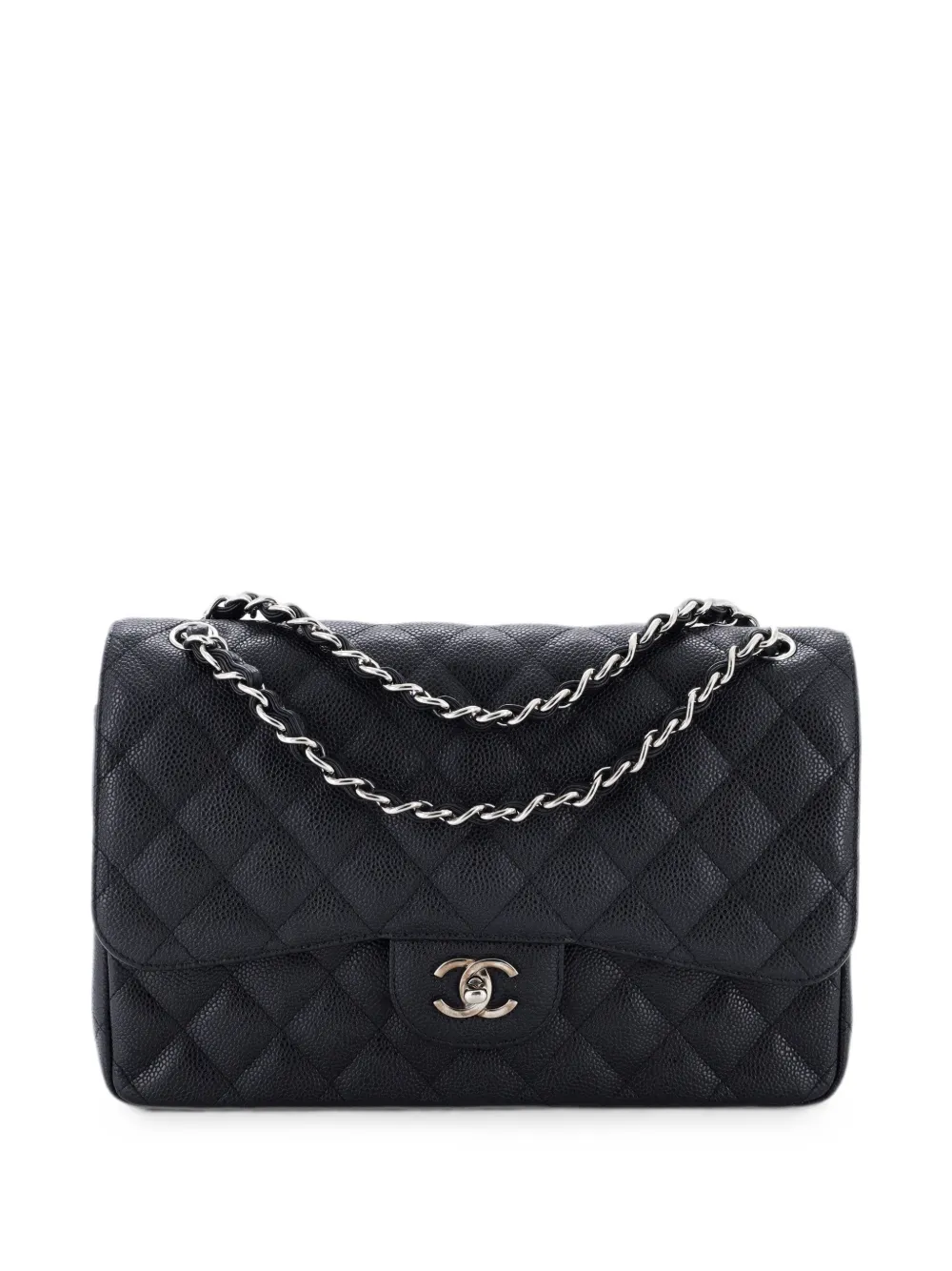 CHANEL Pre-Owned Classic Double Flap Bag Quilted Caviar Jumbo shoulder bag - Nero