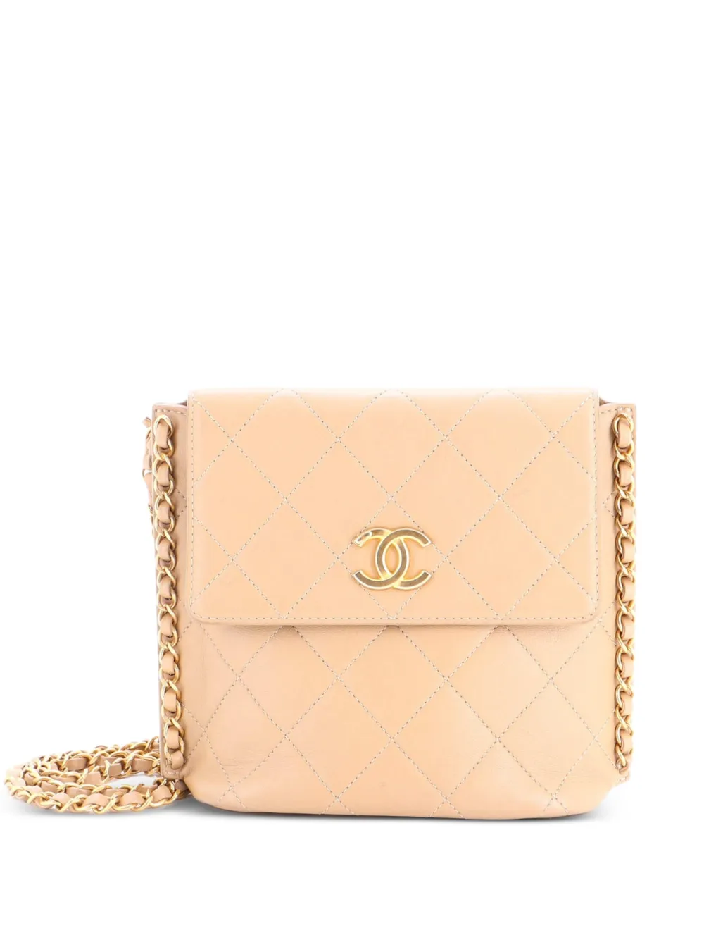 CHANEL Pre-Owned Chain Flap Quilted Calfskin Small hobo bag - Neutrals