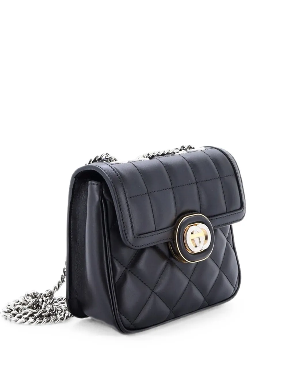 Gucci Pre-Owned Deco Chain Flap Bag Mixed Matelasse Leather Mini crossbody bag - Marrone