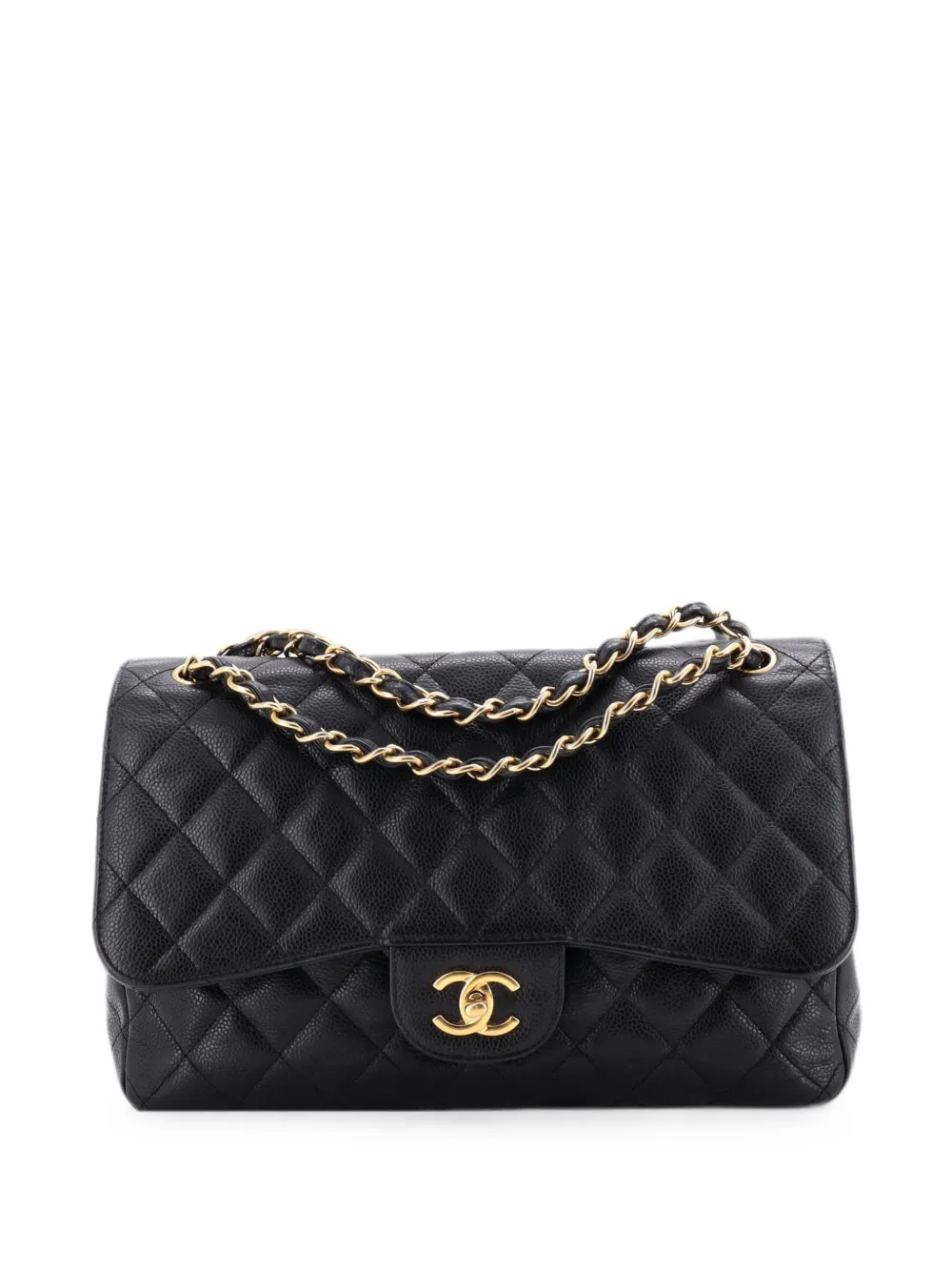 CHANEL Pre-Owned Classic Double Flap Bag Quilted Caviar Jumbo shoulder bag - Nero