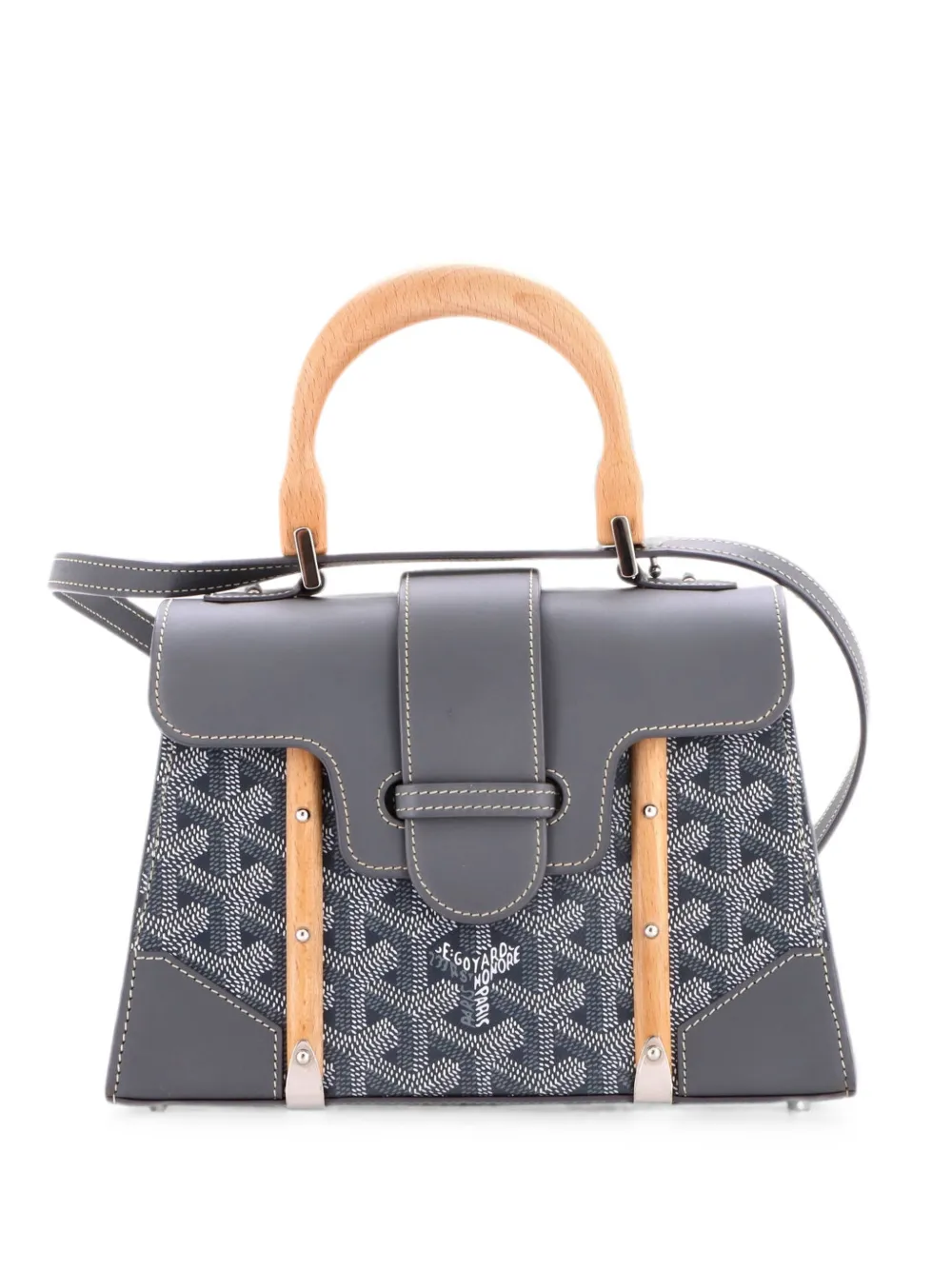 Goyard Pre-Owned Structured Saigon Top Handle Bag Coated Canvas with Leather Mini satchel - Grigio