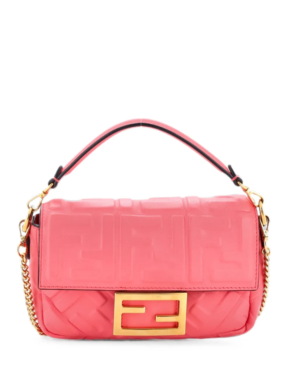 Fendi Pre-Owned Baguette NM Bag Zucca Embossed Leather Mini crossbody bag - Rosa