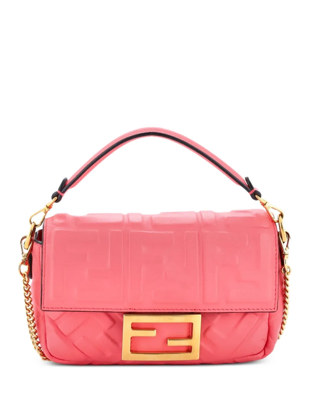 Fendi Pre-Owned Baguette NM Bag Zucca Embossed Leather Mini crossbody bag - Pink