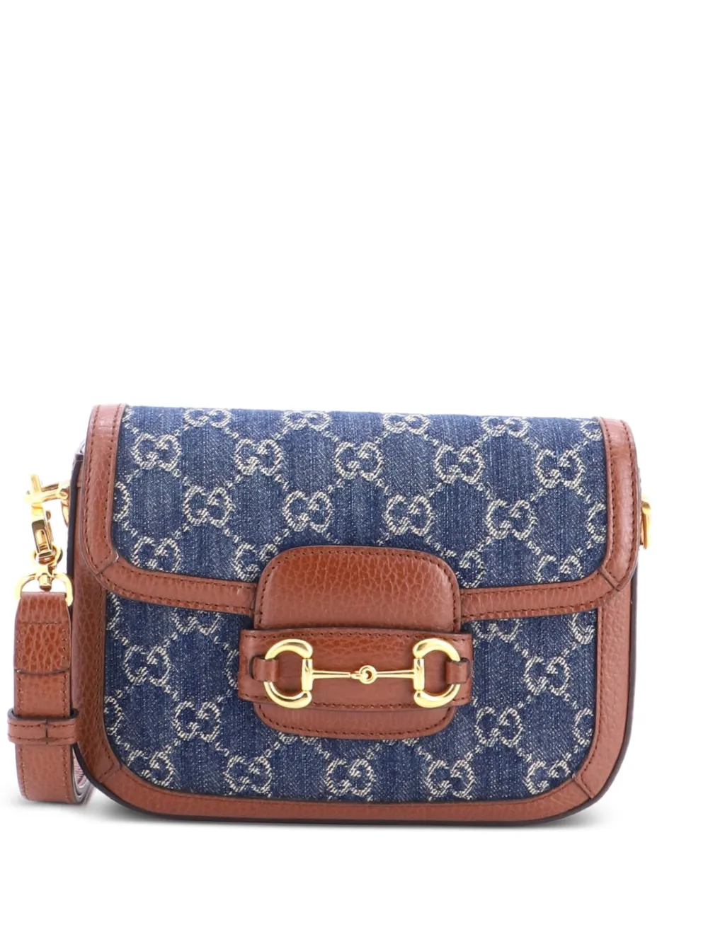 Gucci Pre-Owned Borsa a spalla Horsebit 1955 mini in denim GG - Blu