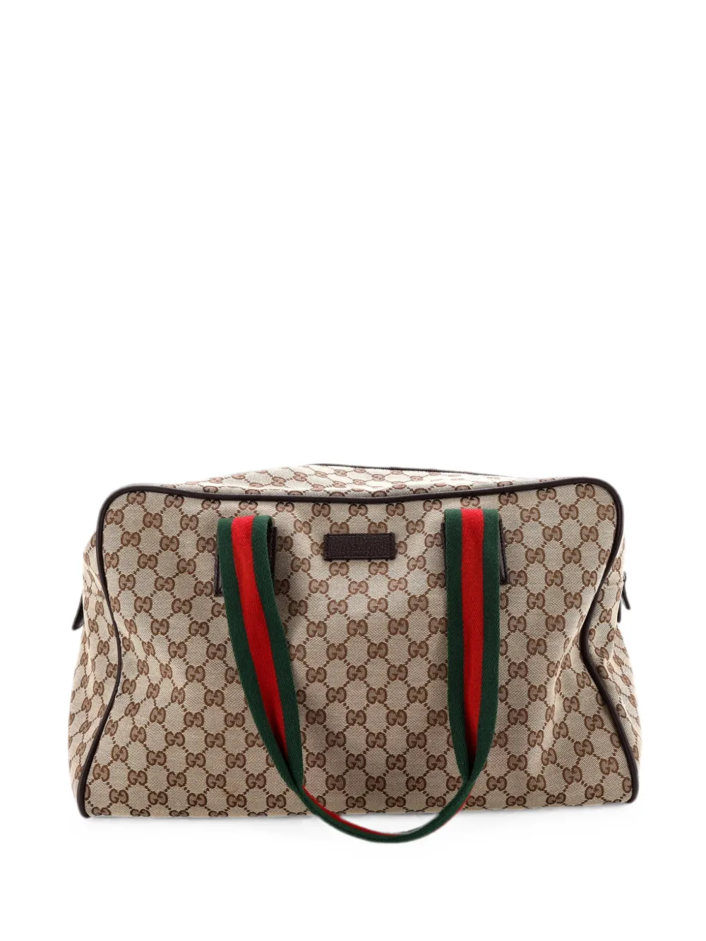 Gucci Pre-Owned Web Carry On Duffle Bag GG Canvas with Leather Medium travel bag - Marrone