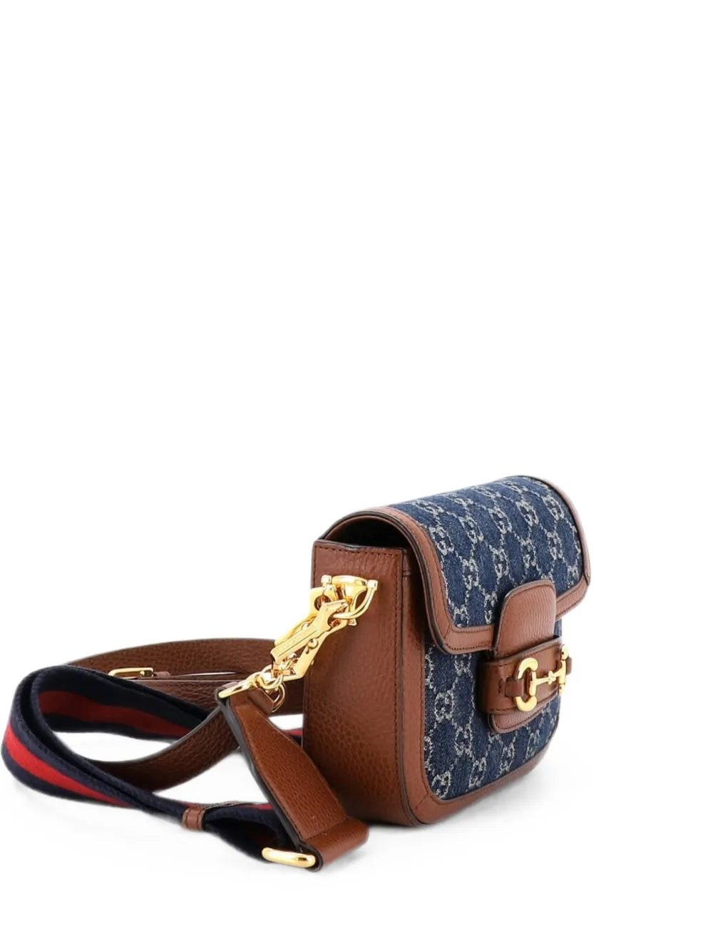 Gucci Pre-Owned Horsebit 1955 GG Denim Mini shoulder bag - Blu