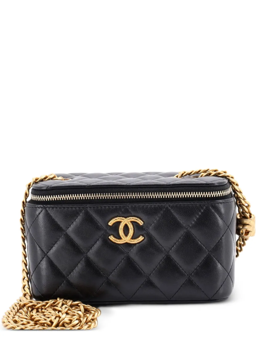 CHANEL Pre-Owned All Slide Long Vanity Case with Chain Quilted Lambskin Small crossbody bag - Black
