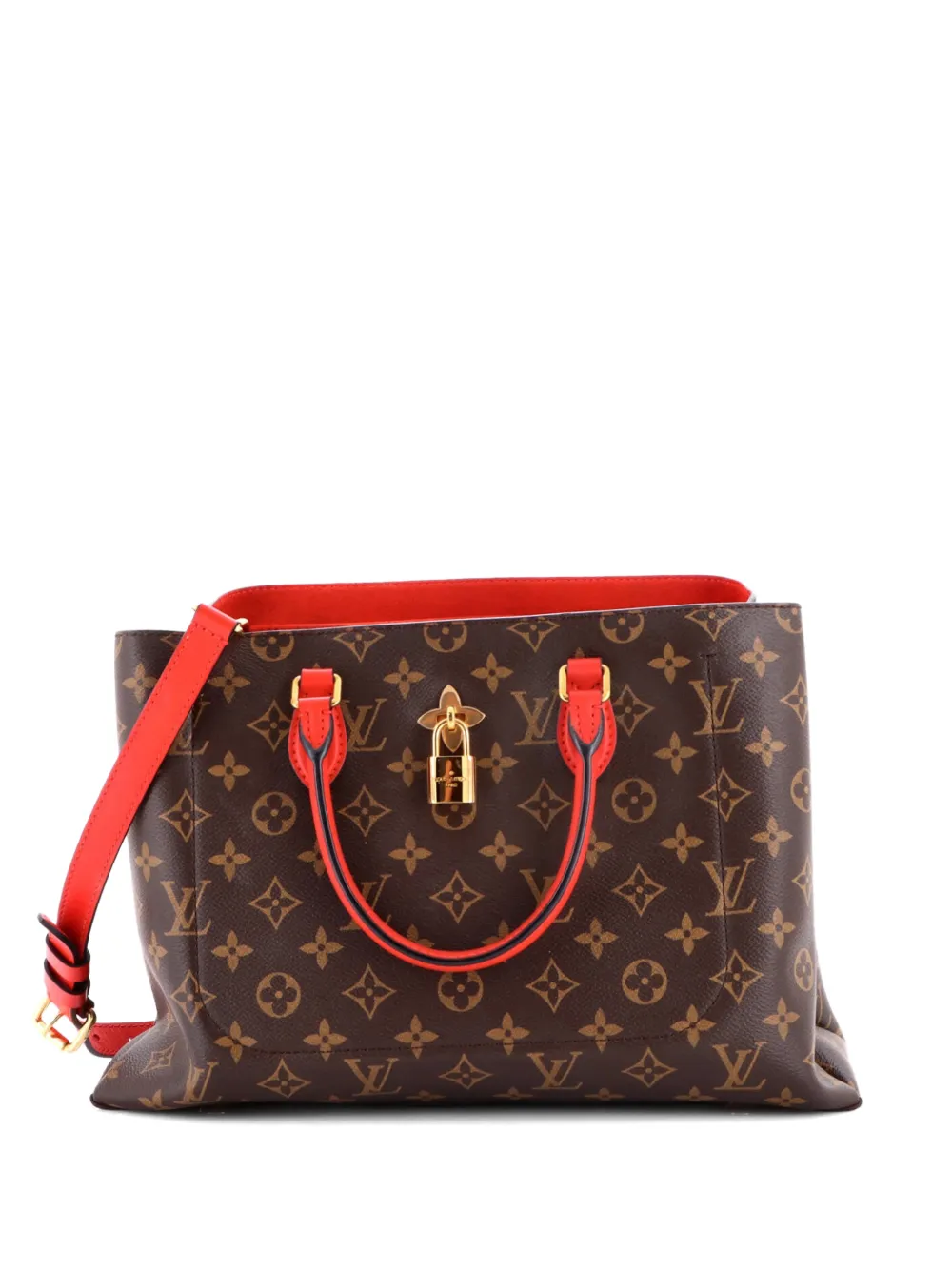 Louis Vuitton Pre-Owned Flower Monogram Canvas with Leather tote bag - Brown