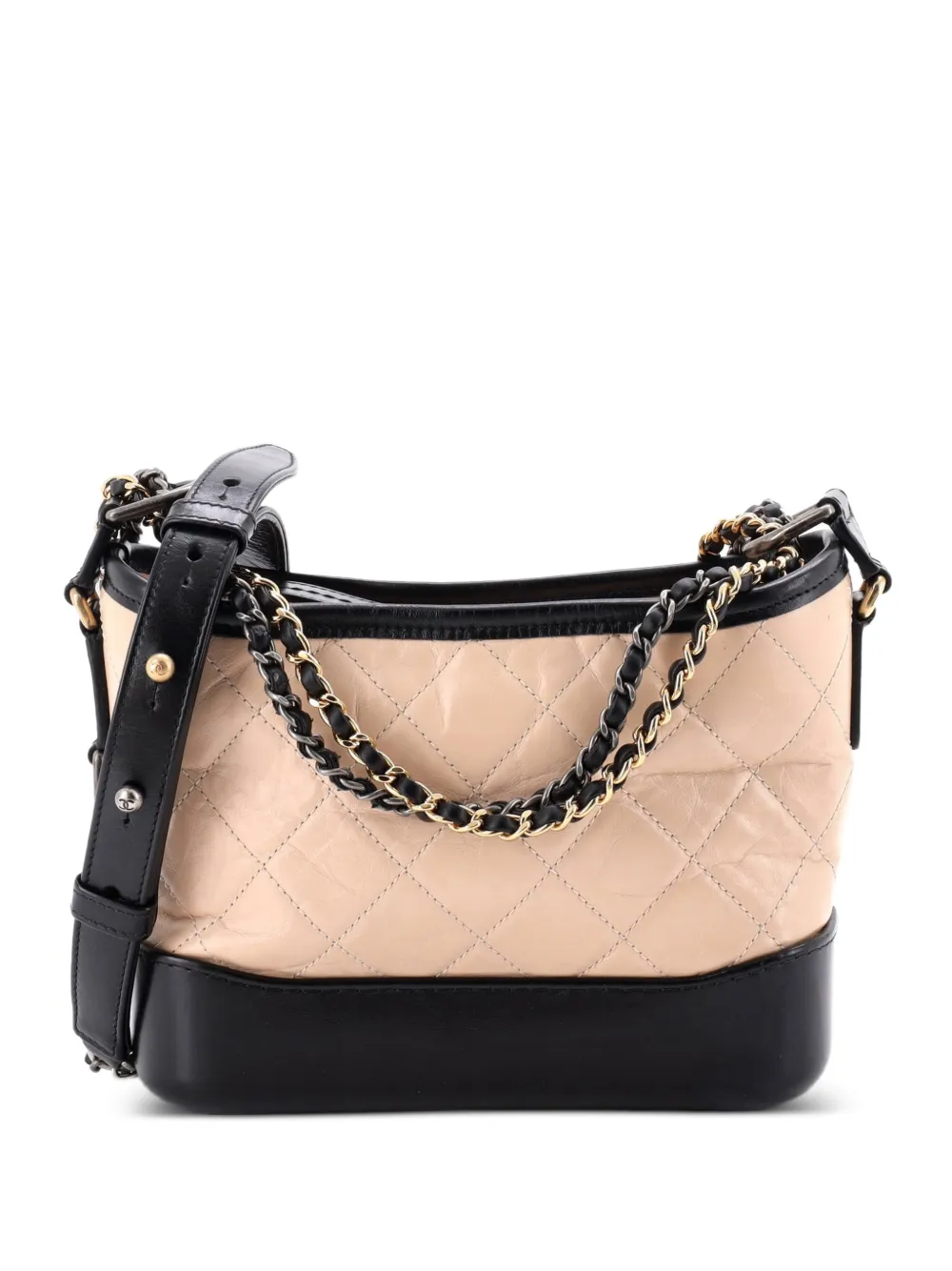 CHANEL Pre-Owned Bicolor Gabrielle Quilted Aged Calfskin Small hobo bag - Black