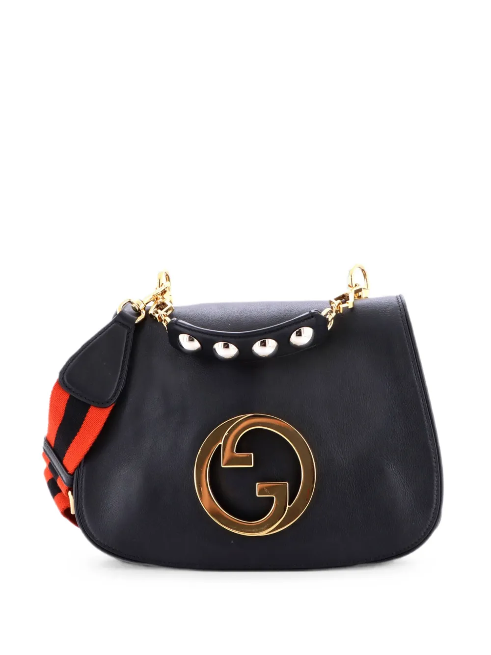 Gucci Pre-Owned Web Blondie Flap Bag Leather Medium shoulder bag - Nero