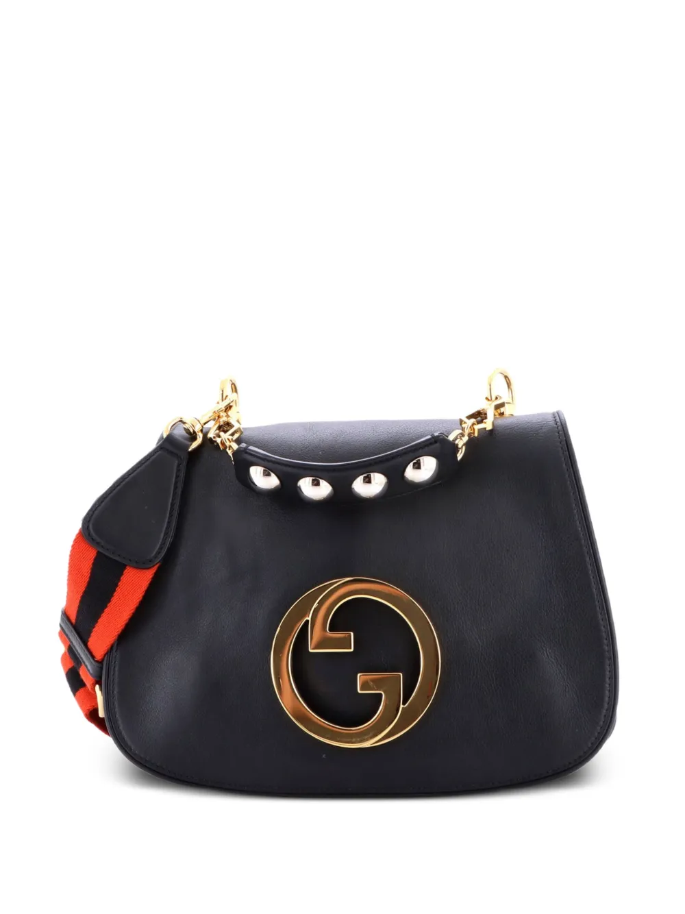 Gucci Pre-Owned Mittelgroße Web Blondie Flap Bag Schultertasche - Schwarz