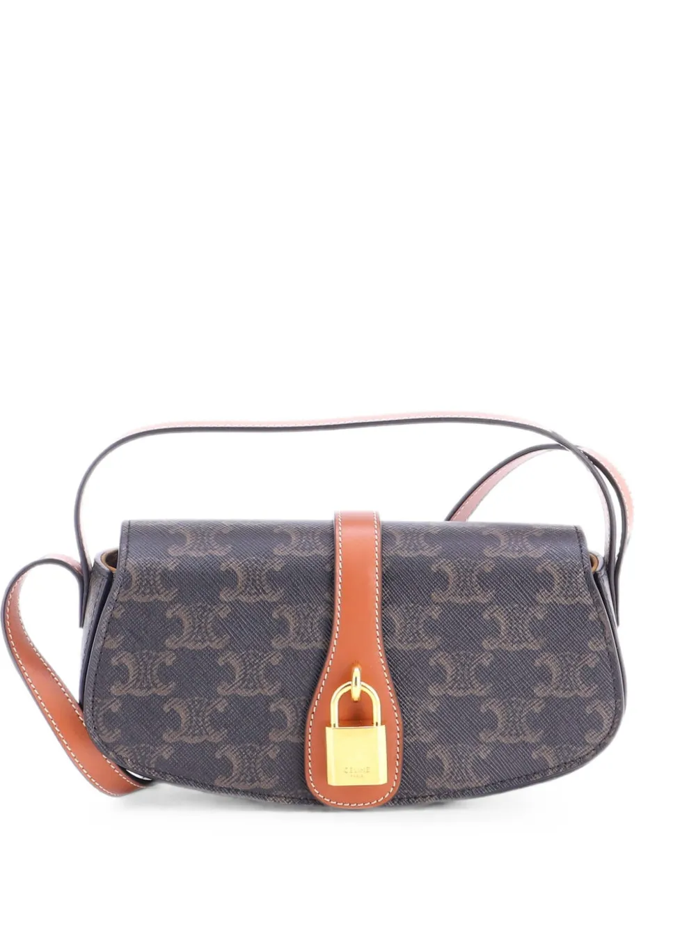 Celine Pre-Owned Tabou Clutch with Strap Triomphe Coated Canvas shoulder bag - Marrone