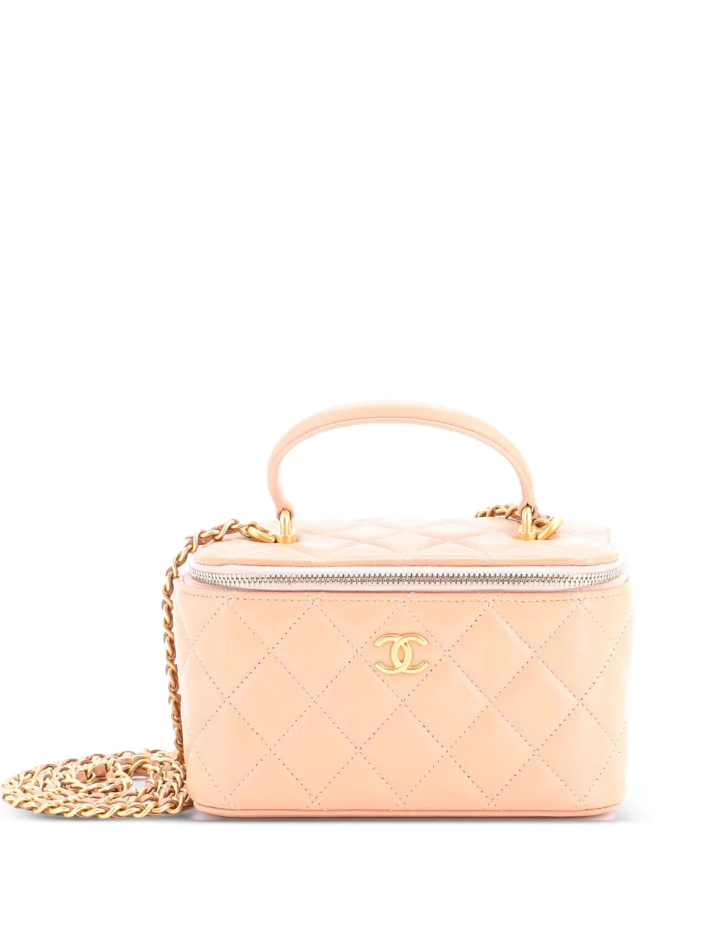 CHANEL Pre-Owned Classic Top Handle Vanity Case with Chain Quilted Lambskin Small crossbody bag - Neutrals
