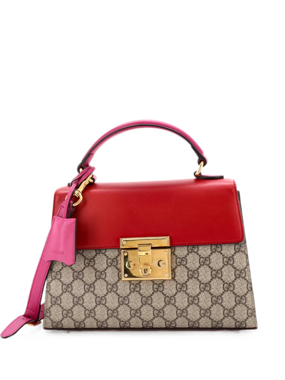 Gucci Pre-Owned Padlock Top Handle Bag GG Coated Canvas and Leather Small satchel - Marrone