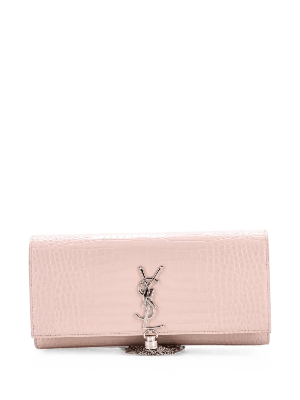 Saint Laurent Pre-Owned Classic Monogram Tassel Crocodile Embossed Leather Long clutch bag - Rosa