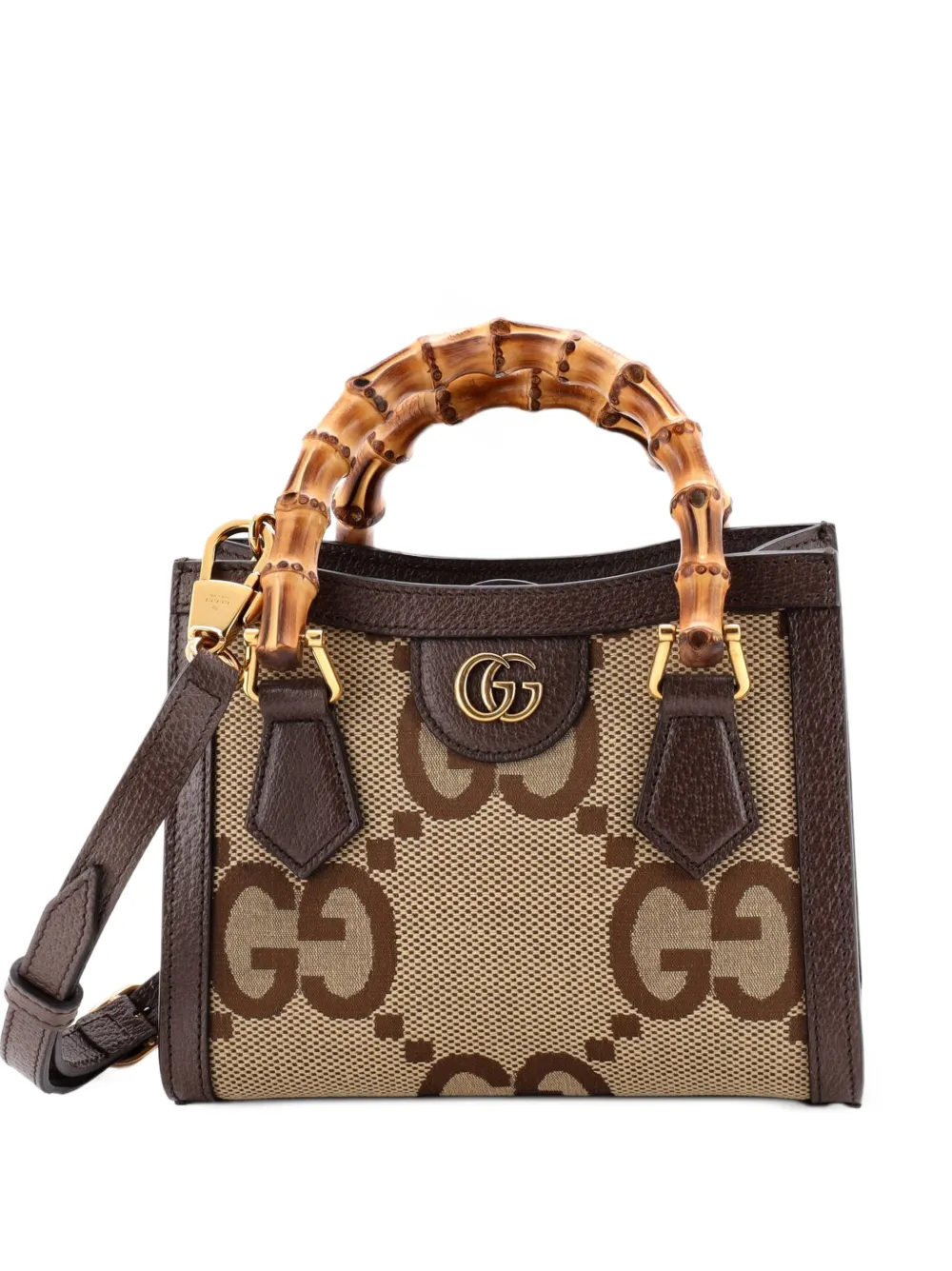 Gucci Pre-Owned Mini Diana NM Tote Schultertasche aus Jumbo GG Canvas mit Bambushenkel - Braun