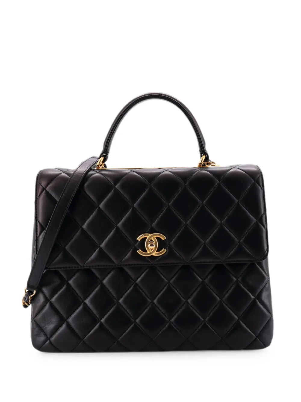 CHANEL Pre-Owned Trendy CC Top Handle Bag Quilted Lambskin Large satchel - Nero