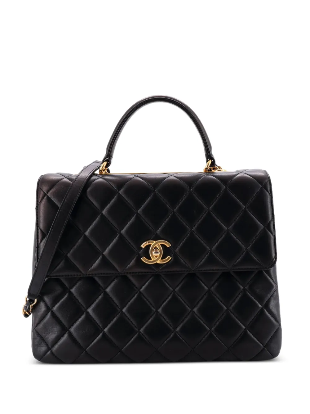 CHANEL Pre-Owned Trendy CC Top Handle Bag Quilted Lambskin Large satchel - Nero