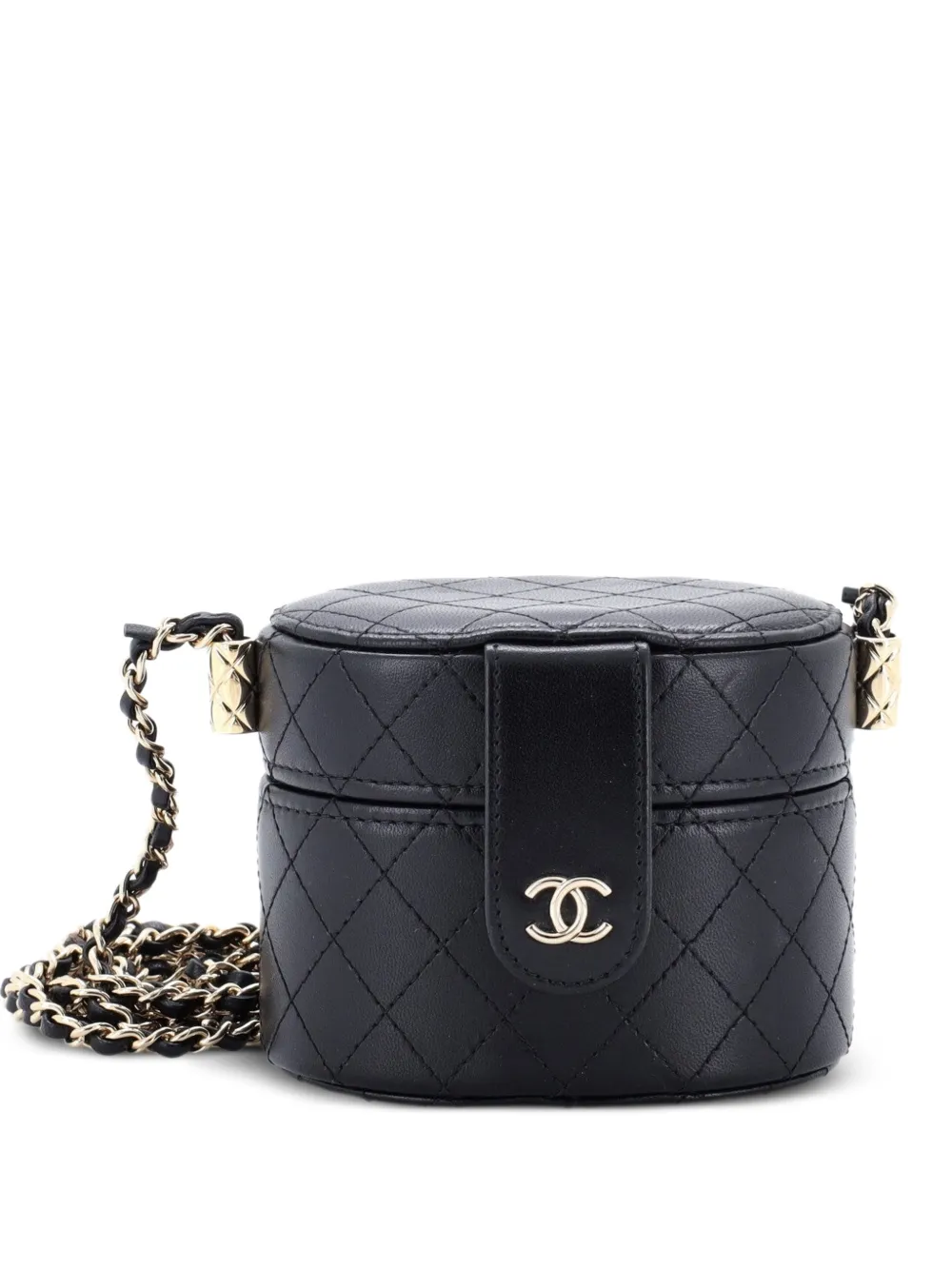 CHANEL Pre-Owned CC Allure Vanity Case with Chain Quilted Lambskin Mini crossbody bag - Black