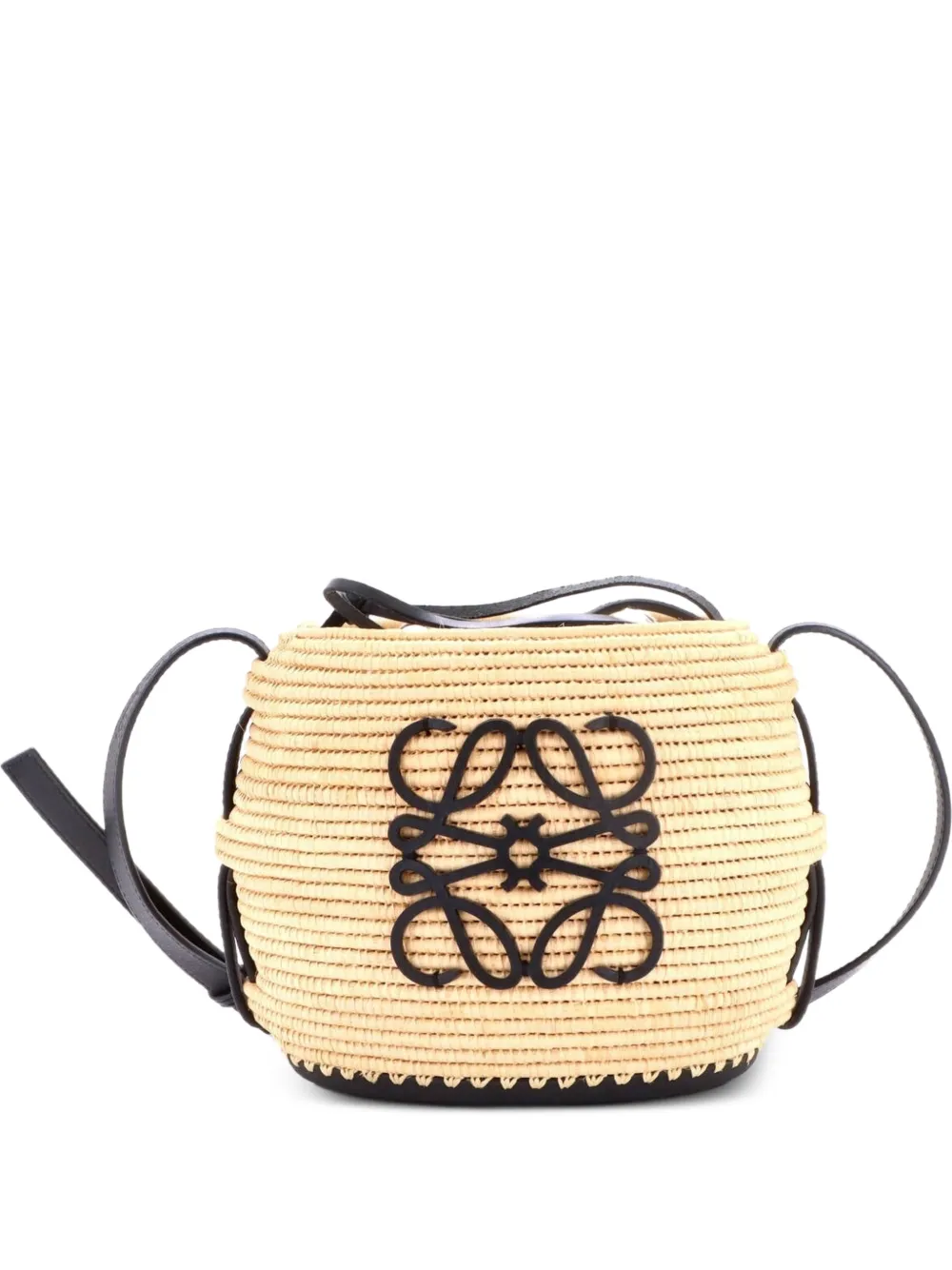Loewe Pre-Owned x Paula Ibiza Beehive Basket Bag Woven Raffia Small bucket bag - Black