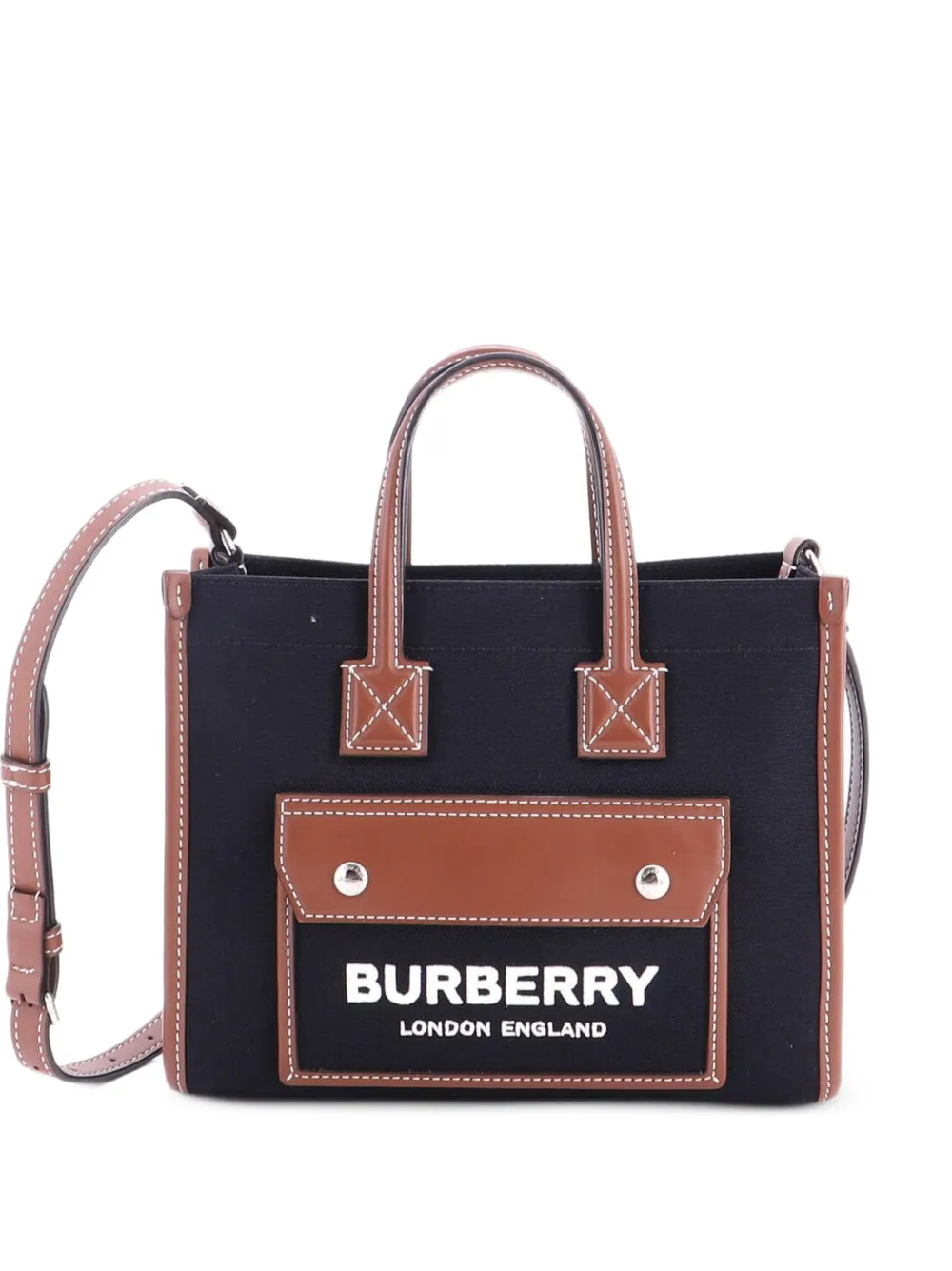 Burberry Pre-Owned Borsa a spalla Freya mini in tela e pelle - Nero