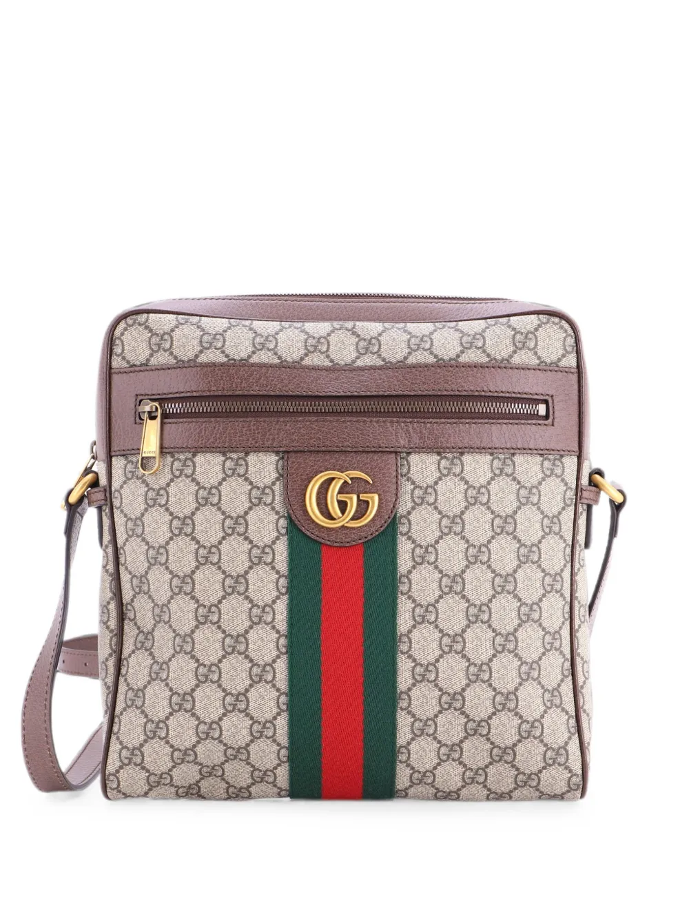 Gucci Pre-Owned Borsa a tracolla Ophidia media in tela cerata GG - Marrone