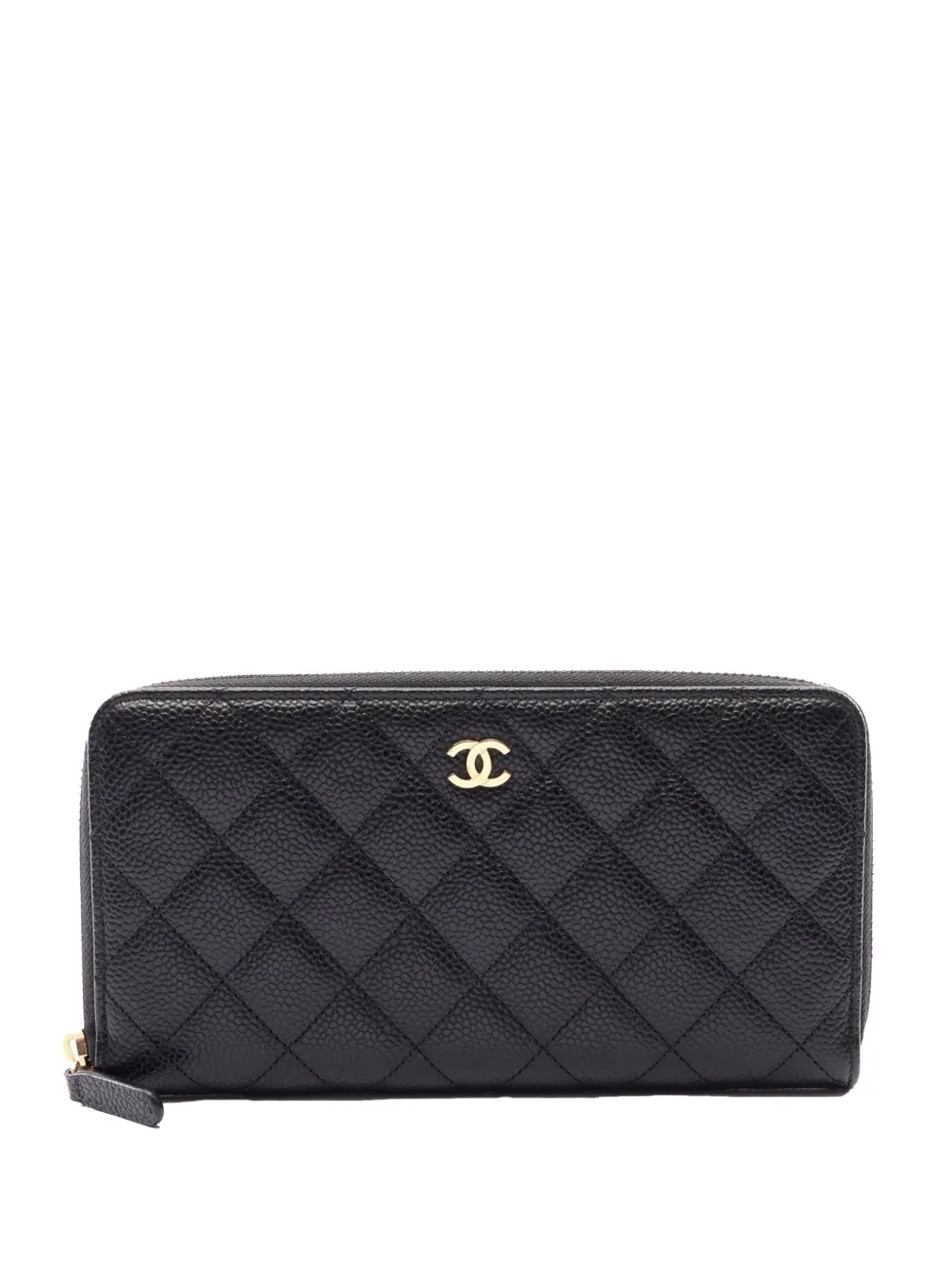 CHANEL Pre-Owned 2018 CC Quilted Caviar Zip Wallet long wallets - Nero