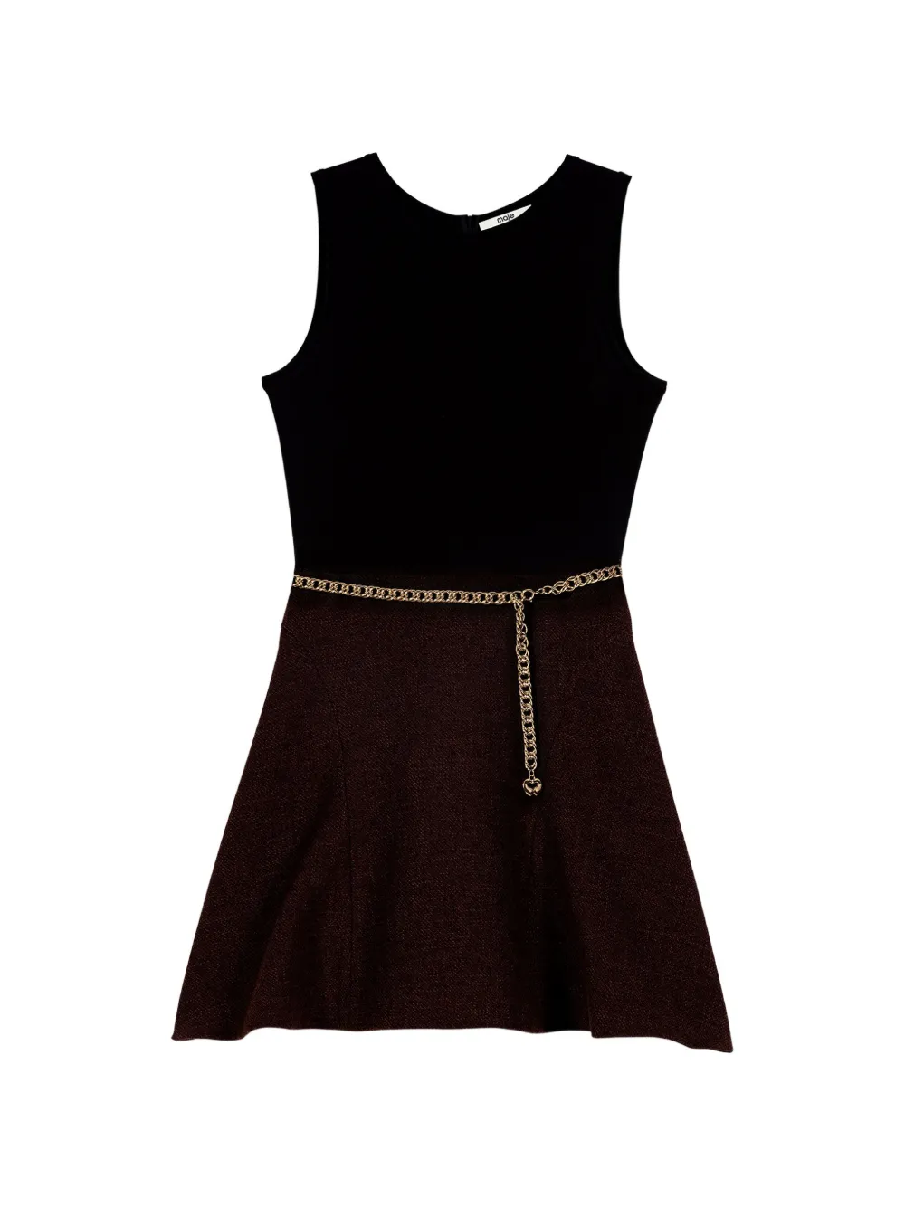 Maje Mini-jurk met kettingriem en korte mouwen Bruin