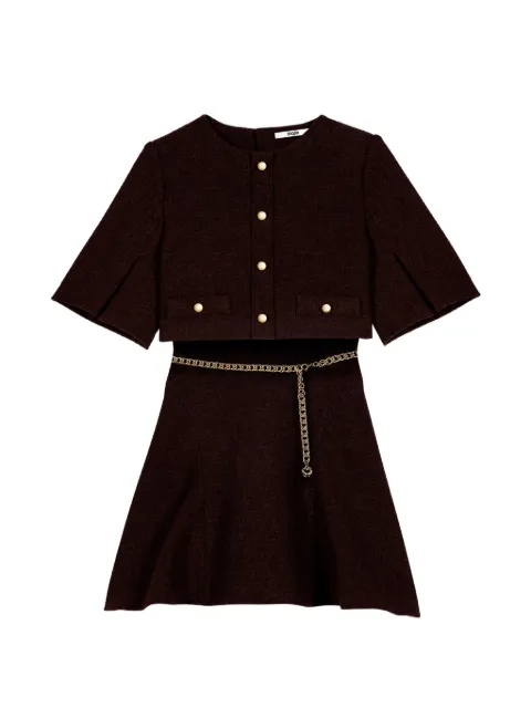 Maje chain-belt short-sleeve mini dress