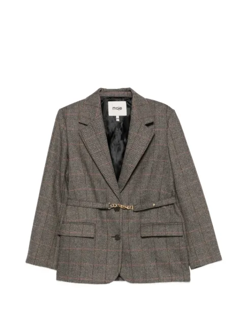 Maje belted checked blazer