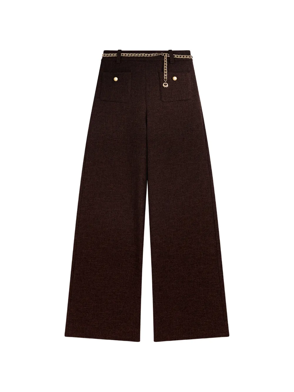 Maje pantalon droit à détail de chaine - Marron Maje pantalon droit à détail de chaine - Marron