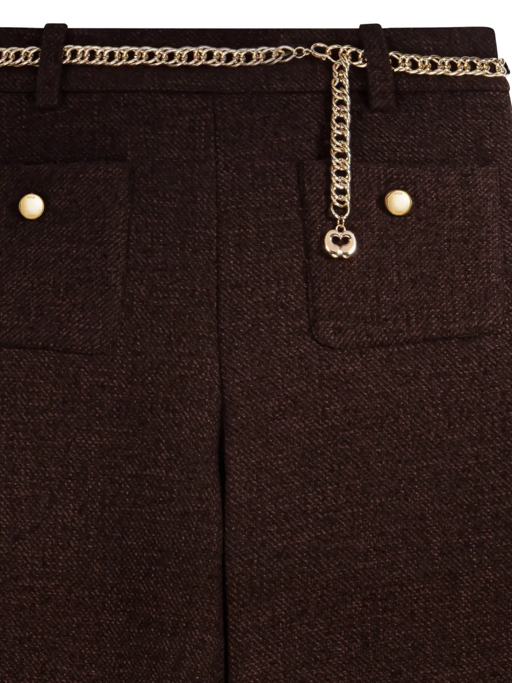 Maje Straight broek met kettingriem Bruin