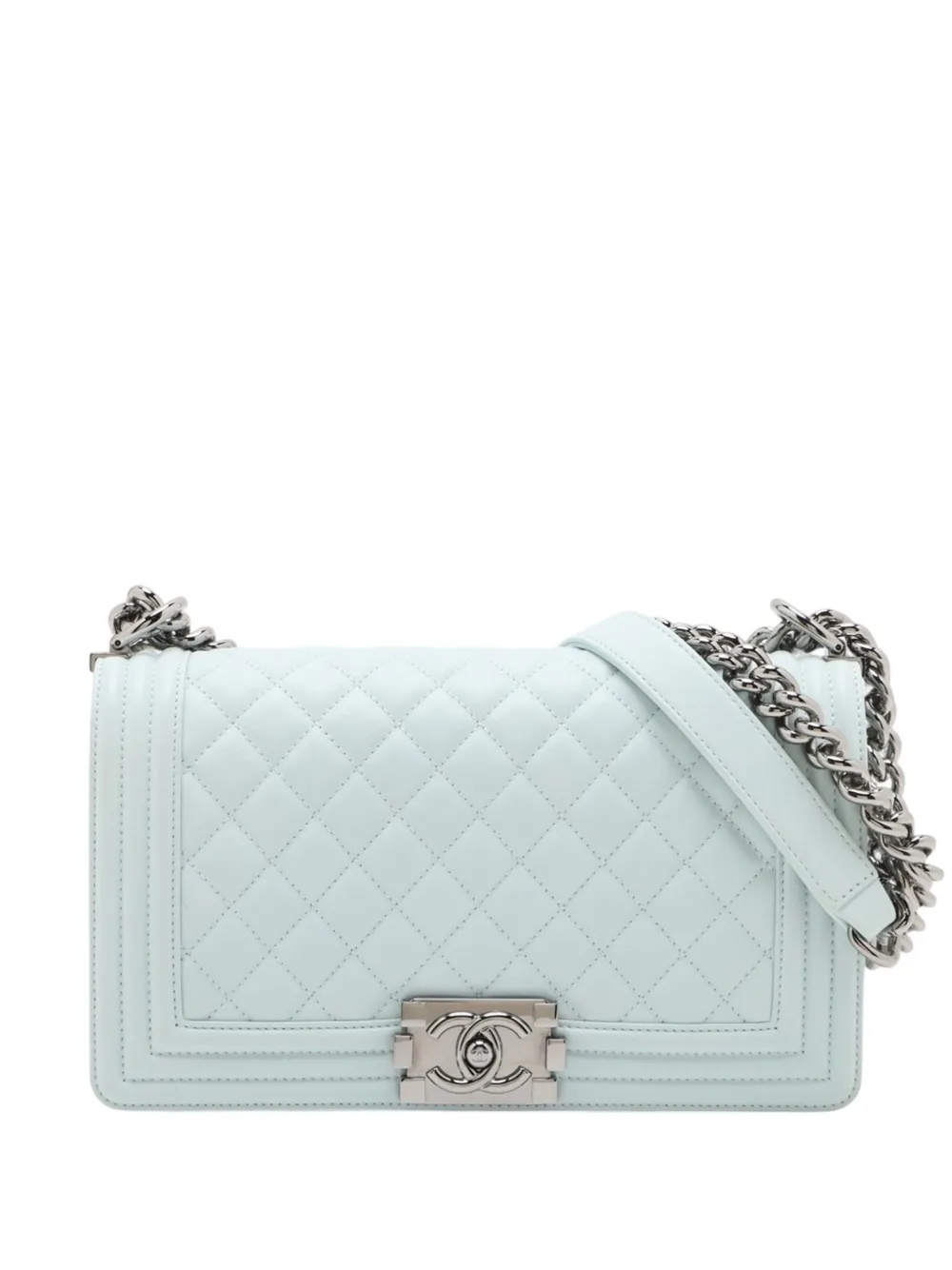 CHANEL Pre-Owned 2021-2026 Old Medium Quilted Lambskin Boy Flap crossbody bag - Blu