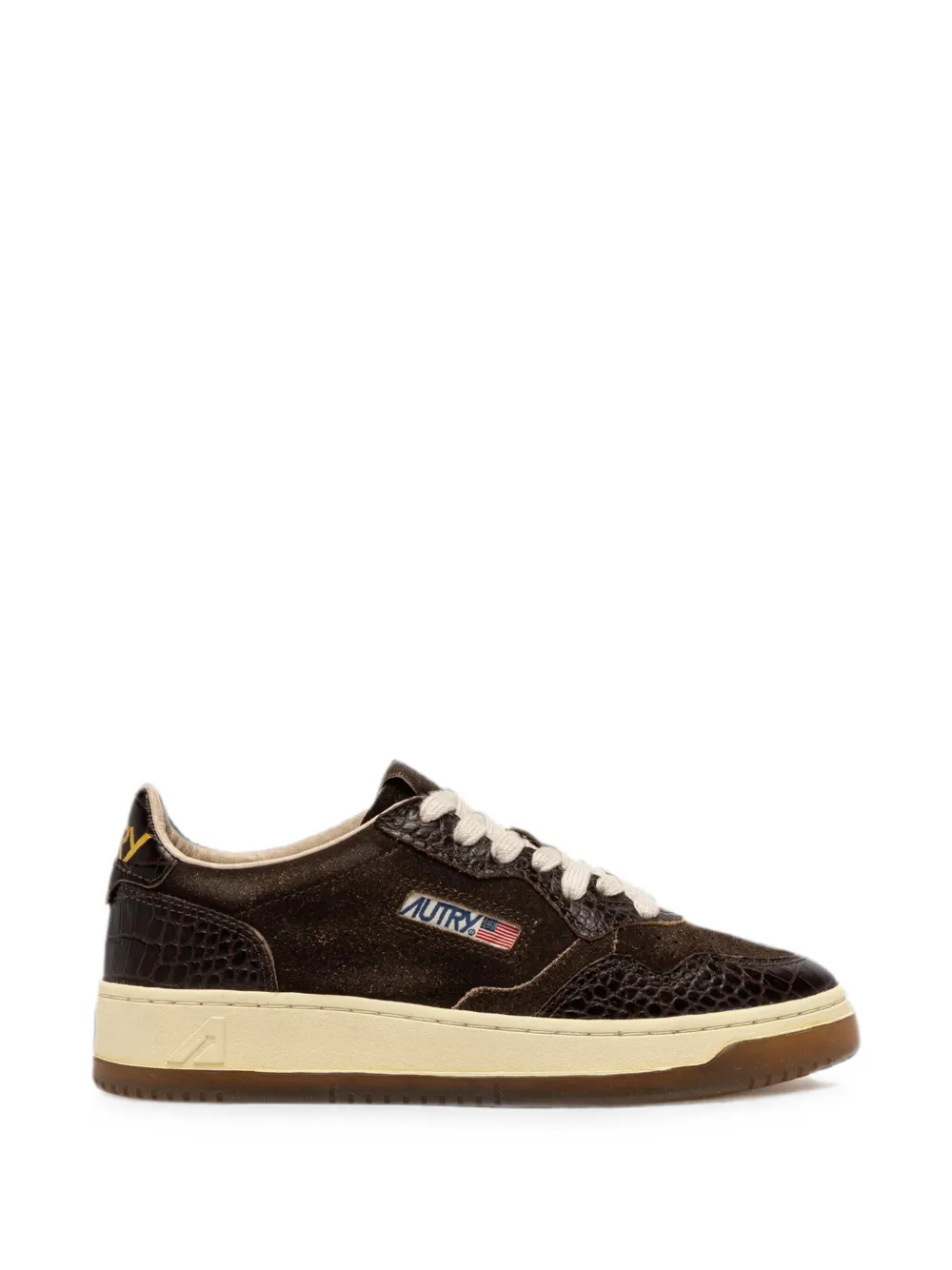 Autry Medalist Sneakers mit Kroko-Effekt - Braun