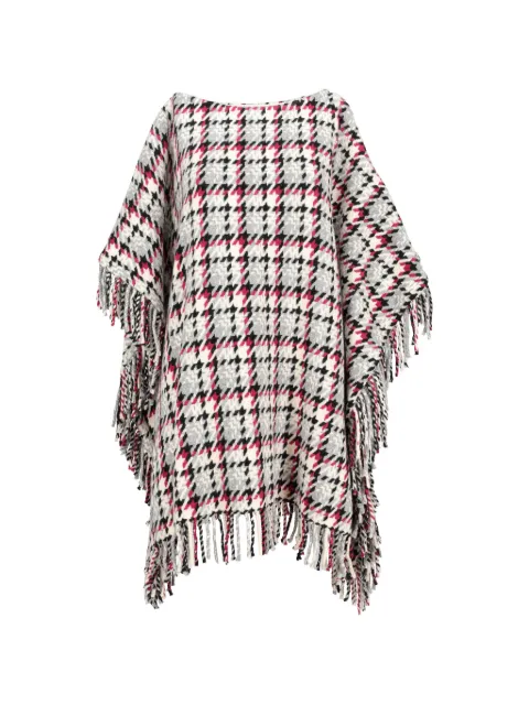 Ermanno Scervino Vintage houndstooth-pattern fringed poncho