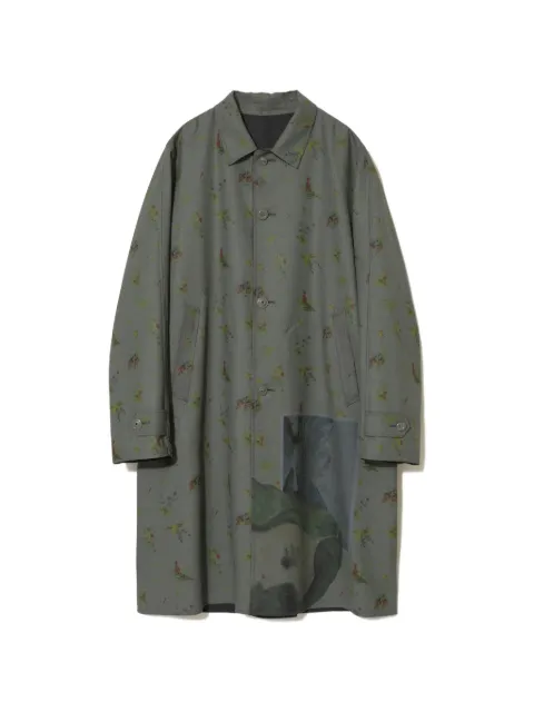 Undercover floral-print graphic-patch coat