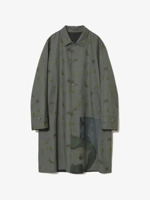 Undercover floral-print graphic-patch coat
