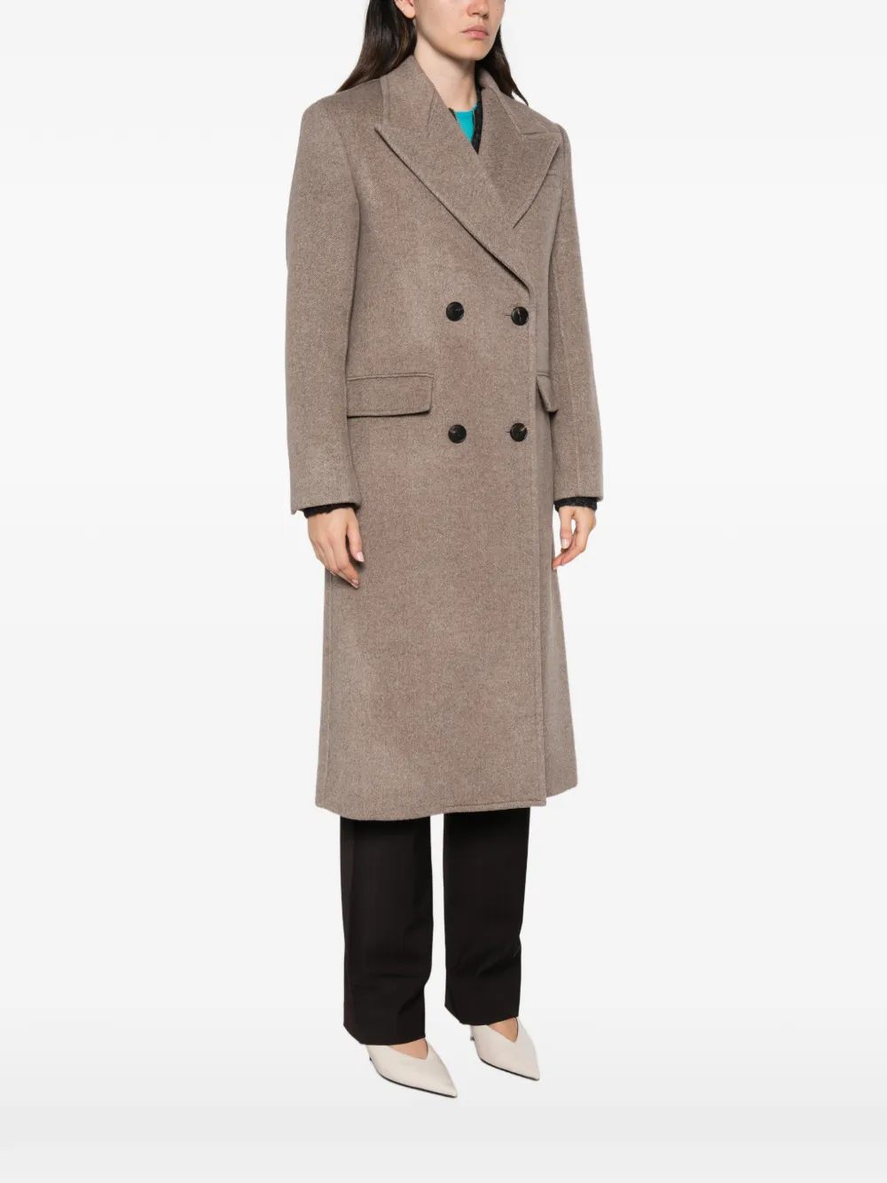 Tory Burch Wollen jas met dubbele rij knopen Bruin